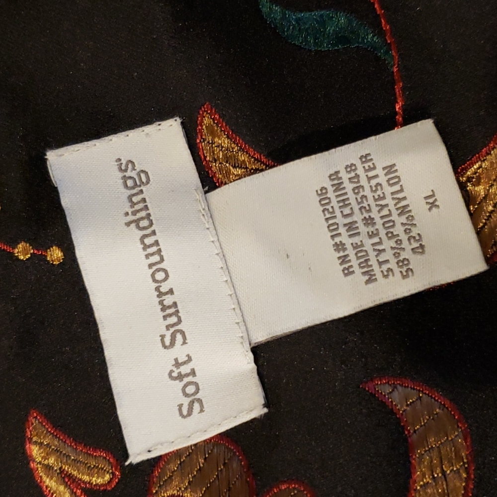 SOFT SURROUNDINGS Black Satin Jacquard Moon Dynasty Jacket sz XL Womens Cocktail - Picture 8 of 10